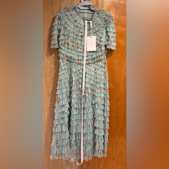 Mac Duggal 8014 Ruffled Short Sleeve A-line Dress - Picture 4 of 5